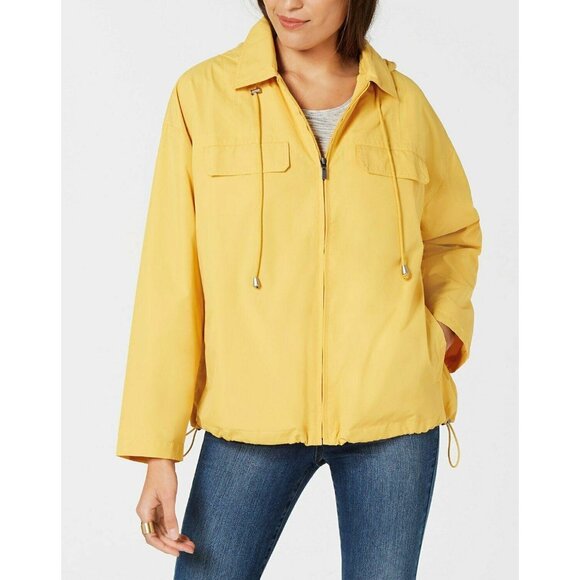 STYLE & CO $60 Water Resistant Hooded Anorak Jacket Yellow M Medium  NWT - Picture 1 of 4